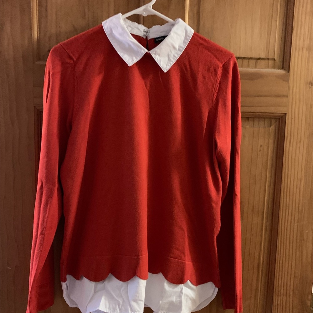 Cable and Gage Orange Sweater Size Large